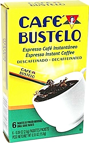 Bustelo Decaf  Instant Coffee. 6 individual packets
